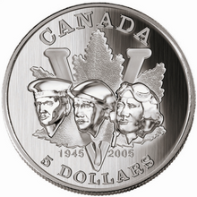 2005 5$ Fine Silver 60 th Anniversary of the End of 2nd World War