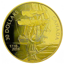 2018 2 oz. Pure Silver Gold-Plated Coin - Captain Cook and the HMS Resolution