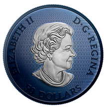 2022 50$ 5 oz. Pure Silver Coin - Blue Rhodium Plating-Maple leaves in Motion