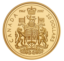 2017  20 Dollars Fine Silver gold plated Coin-from the centennial set (1967)