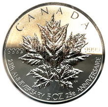 2013 $50 Fifty Dollars, 25th Anniversary of The Silver Maple leaf