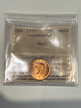Canada One Cent 1937 MS-65 ICCS